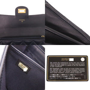 美品 シャネル 2.55 ロングフラップウォレット レザー ゴールド金具 23番台 ネイビー 長財布 0091【中古】CHANEL