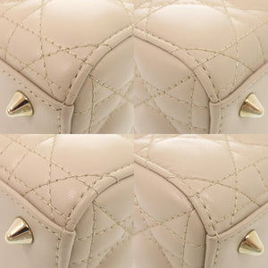 新品同様 クリスチャンディオール レディディオール My ABCDior スモール ラムスキン ベージュ ハンドバッグ 0097【中古】Christian Dior