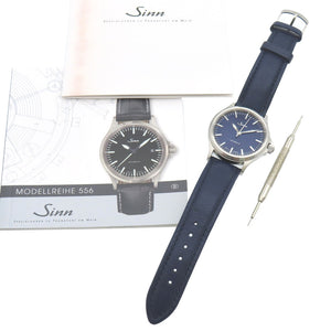 新品同様 ジン 自動巻き 556.I.B 腕時計 ステンレススチール/レザー ブルー 0120【中古】Sinn メンズ