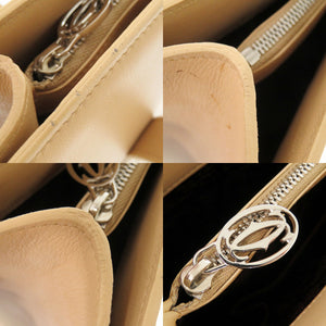 美品 カルティエ カボション レザー ベージュ トートバッグ 0127【中古】CARTIER