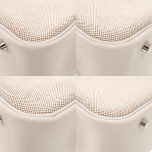 美品 エルメス プリュム32 クシュベル トワルアッシュ ホワイト シルバー金具 □D刻印(2000年製) ハンドバッグ 白 0147【中古】HERMES