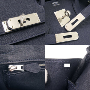 未使用 エルメス バーキン30 トゴ ブルーニュイ シルバー金具 Z刻印(2021年製) ハンドバッグ 0175【中古】HERMES