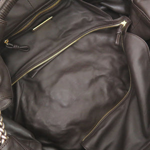 ロエベ ナッパアイレ イントレチャート レザー ブラウン ハンドバッグ 茶 0216【中古】LOEWE