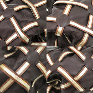 ロエベ ナッパアイレ イントレチャート レザー ブラウン ハンドバッグ 茶 0216【中古】LOEWE