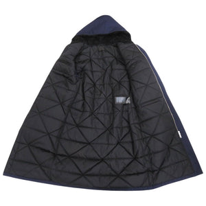 美品 プラダ トライアングルロゴ ロングコート コットン ポリアミド サイズXL ネイビー コート 0217【中古】PRADA メンズ