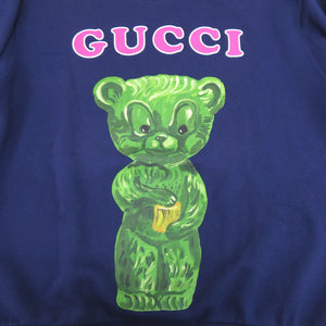 美品 グッチ テディベア コットン サイズXS ネイビーブルー スウェット トレーナー 0228【中古】GUCCI メンズ