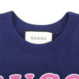 美品 グッチ テディベア コットン サイズXS ネイビーブルー スウェット トレーナー 0228【中古】GUCCI メンズ
