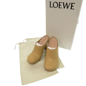 美品 ロエベ テラヒール クロッグ サンダル 962302 ミュール カーフ ベージュ 0253【中古】LOEWE