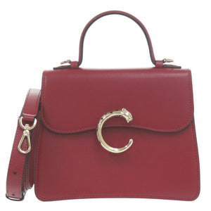 新品同様 カルティエ ミニバッグ パンテールC L1002326 レザー レッド ハンドバッグ 赤 0257【中古】CARTIER