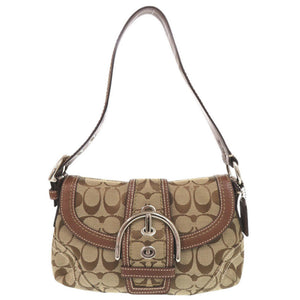 コーチ シグネチャー 10296 レザー キャンバス ベージュ ブラウン ワンショルダー ショルダーバッグ 0258【中古】COACH