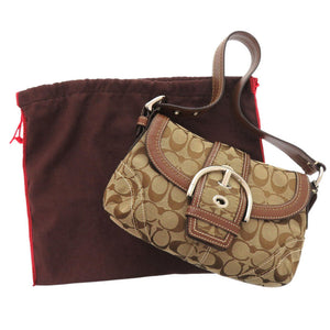 コーチ シグネチャー 10296 レザー キャンバス ベージュ ブラウン ワンショルダー ショルダーバッグ 0258【中古】COACH