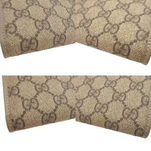 美品 グッチ 212096 GGスプリーム レザー グレー 2つ折り長財布 財布 0260【中古】GUCCI