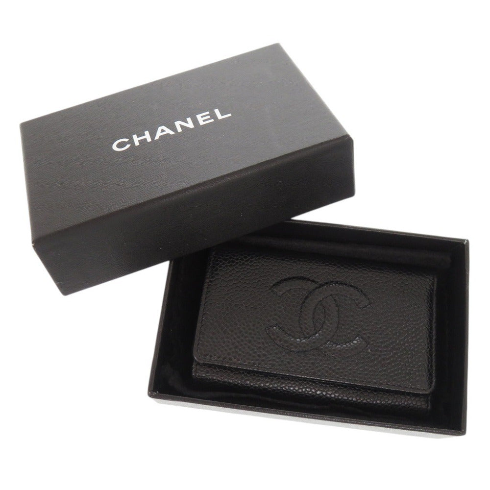 シャネル ココマーク キャビアスキン ブラック ゴールド金具 10番台 キーケース 黒 0265【中古】CHANEL