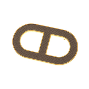 未使用 エルメス シェーヌダンクル ヴォーエプソン エタン ゴールド金具 ブローチ アクセサリー 0328 【中古】 HERMES