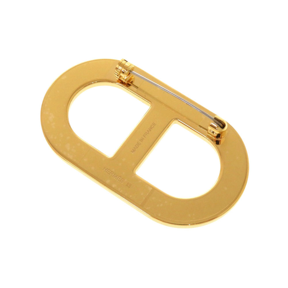 未使用 エルメス シェーヌダンクル ヴォーエプソン エタン ゴールド金具 ブローチ アクセサリー 0328 【中古】 HERMES