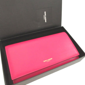 美品 サンローランパリ 315861 レザー ピンク 2つ折り長財布 財布 0366【中古】SAINT LAURENT PARIS