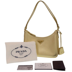 新品同様 プラダ ワンショルダーバッグ 1BC204 サフィアーノレザー ゴールド ショルダーバッグ 金 0388【中古】PRADA