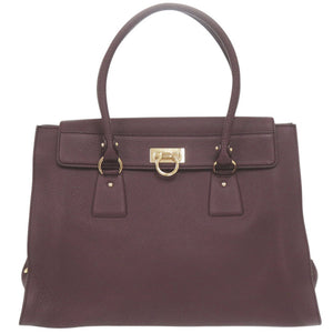 美品 サルヴァトーレフェラガモ LOTTY ガンチーニ EZ21 F267 レザー パープル トートバッグ 0395【中古】Salvatore Ferragamo