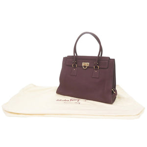 美品 サルヴァトーレフェラガモ LOTTY ガンチーニ EZ21 F267 レザー パープル トートバッグ 0395【中古】Salvatore Ferragamo