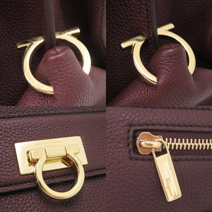 美品 サルヴァトーレフェラガモ LOTTY ガンチーニ EZ21 F267 レザー パープル トートバッグ 0395【中古】Salvatore Ferragamo