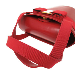 美品 サルヴァトーレフェラガモ ヴァラリボン バケツ型 レザー レッド ハンドバッグ 赤 0407【中古】Salvatore Ferragamo