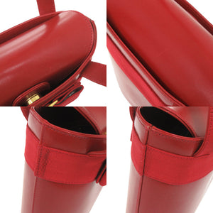 美品 サルヴァトーレフェラガモ ヴァラリボン バケツ型 レザー レッド ハンドバッグ 赤 0407【中古】Salvatore Ferragamo