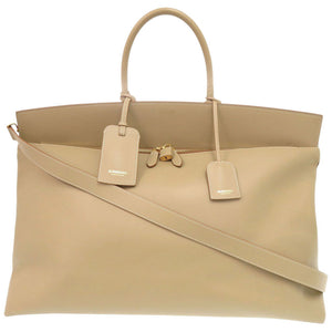 美品 バーバリー ロゴ レザー ベージュ 2WAY ハンドバッグ トラベルバッグ 0418【中古】BURBERRY