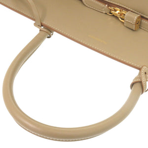 美品 バーバリー ロゴ レザー ベージュ 2WAY ハンドバッグ トラベルバッグ 0418【中古】BURBERRY