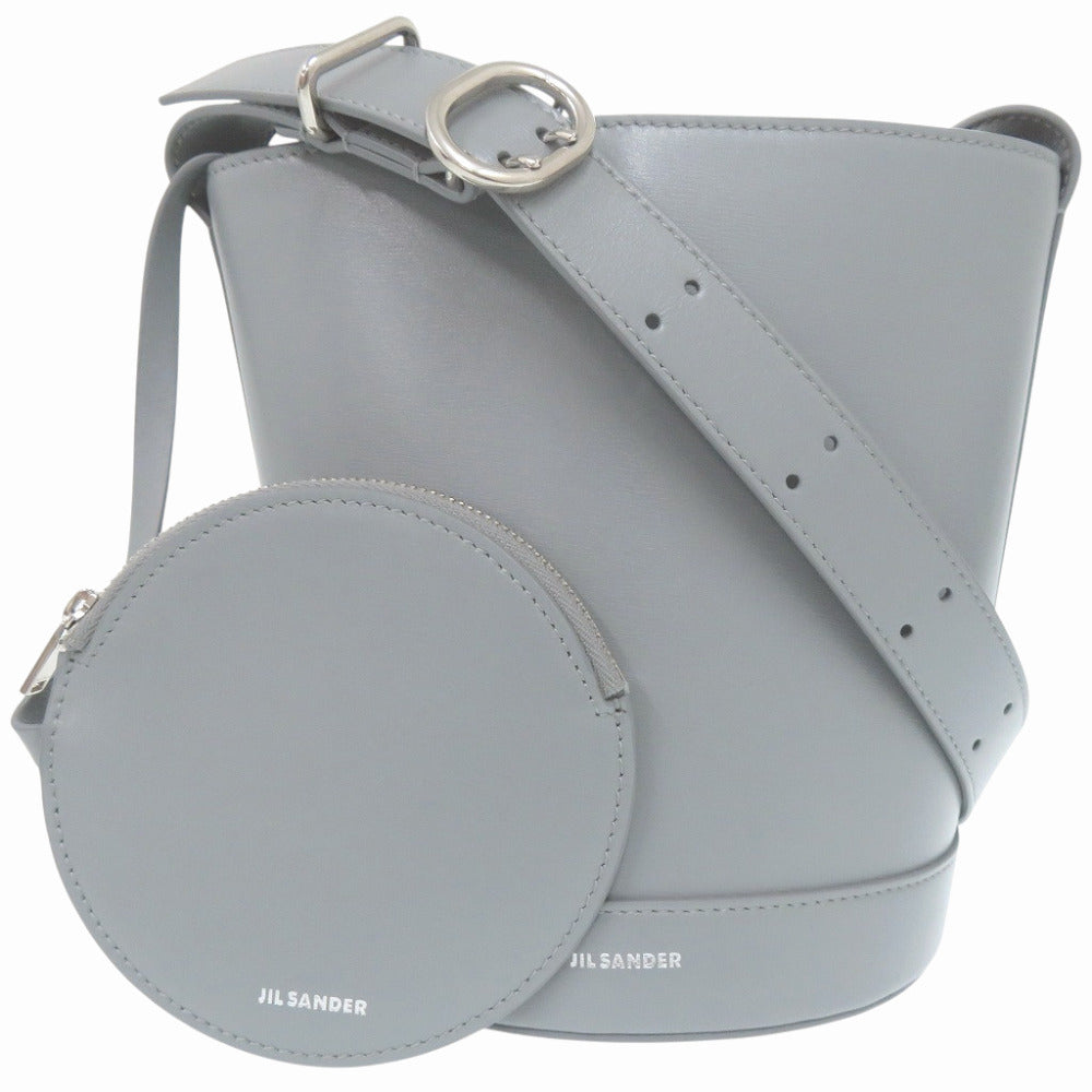 新品同様 ジルサンダー カンノーロ バケット CANNOLO BUCKET J07ZH0059 P5355 レザー グレーブルー ショルダーバッグ 0438【中古】JIL SANDER