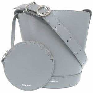 新品同様 ジルサンダー カンノーロ バケット CANNOLO BUCKET J07ZH0059 P5355 レザー グレーブルー ショルダーバッグ 0438【中古】JIL SANDER