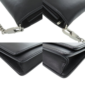 美品 ジバンシィ チェーンウォレット スターモチーフ ミラーリベット 23A0147 レザー ブラック ショルダーバッグ 黒 0443【中古】GIVENCHY