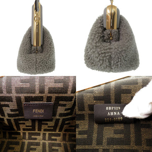 美品 フェンディ ファースト スモール 8BP129 ラムファー レザー グレー ショルダーバッグ 2WAY クラッチバッグ 0459【中古】FENDI