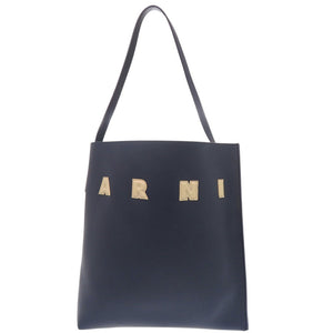 美品 マルニ Museoミディアムホーボーバッグ レザー ネイビー トートバッグ 0493【中古】MARNI