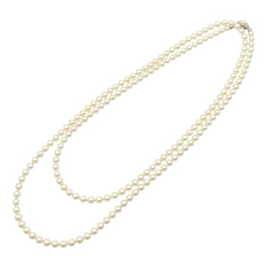 新品同様 アコヤ真珠 7-7.5mm ロング ネックレス 128cm あこやパール パールホワイト 0553【中古】 レディース