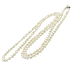 新品同様 アコヤ真珠 7-7.5mm ロング ネックレス 128cm あこやパール パールホワイト 0553【中古】 レディース