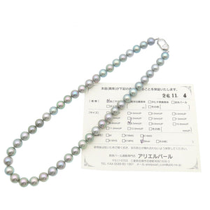 美品 あこや真珠 8.5mm ネックレス アコヤ パール ブルー ジュエリー 0554【中古】