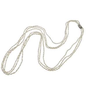 美品 ケシ パール 3連 ロング ネックレス ネックレス パール/シルバー 0579【中古】 レディース