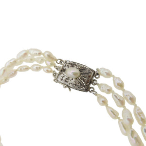 美品 ケシ パール 3連 ロング ネックレス ネックレス パール/シルバー 0579【中古】 レディース