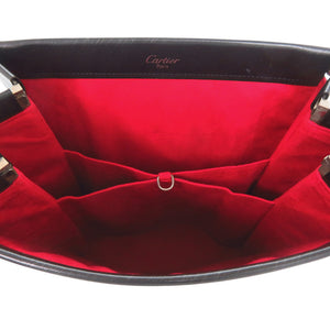 美品 カルティエ トリニティ レザー ブラック ハンドバッグ 黒 0634【中古】CARTIER