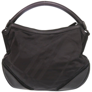 バーバリー チェック柄 ナイロン レザー ブラック ワンショルダー ショルダーバッグ 黒 0643【中古】BURBERRY