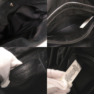 バーバリー チェック柄 ナイロン レザー ブラック ワンショルダー ショルダーバッグ 黒 0643【中古】BURBERRY