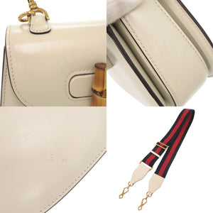美品 グッチ バンブー 1947 ミニ 686864 レザー アイボリー 2WAY ハンドバッグ ショルダーバッグ 0669【中古】GUCCI