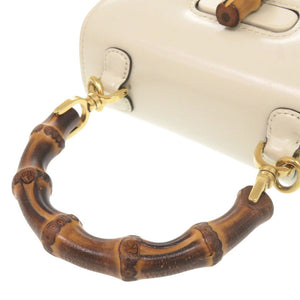 美品 グッチ バンブー 1947 ミニ 686864 レザー アイボリー 2WAY ハンドバッグ ショルダーバッグ 0669【中古】GUCCI