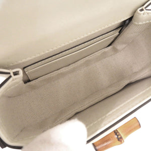 美品 グッチ バンブー 1947 ミニ 686864 レザー アイボリー 2WAY ハンドバッグ ショルダーバッグ 0669【中古】GUCCI