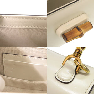 美品 グッチ バンブー 1947 ミニ 686864 レザー アイボリー 2WAY ハンドバッグ ショルダーバッグ 0669【中古】GUCCI