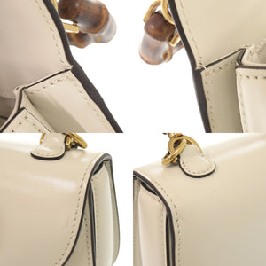 美品 グッチ バンブー 1947 ミニ 686864 レザー アイボリー 2WAY ハンドバッグ ショルダーバッグ 0669【中古】GUCCI