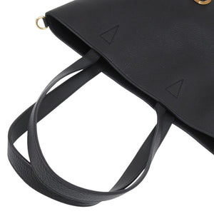 新品同様 ヴェルサーチ 2WAY レザー ブラック トートバッグ 黒 0710【中古】VERSACE