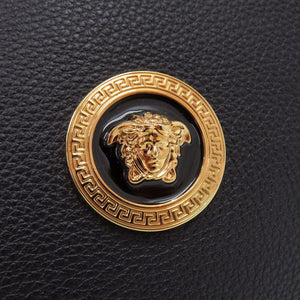 新品同様 ヴェルサーチ 2WAY レザー ブラック トートバッグ 黒 0710【中古】VERSACE