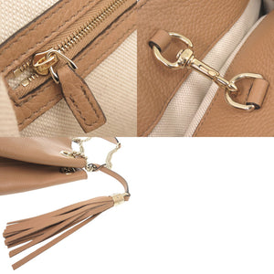 美品 グッチ ソーホー インターロッキングG 536196 レザー ベージュ チェーンショルダー トートバッグ 0788【中古】GUCCI