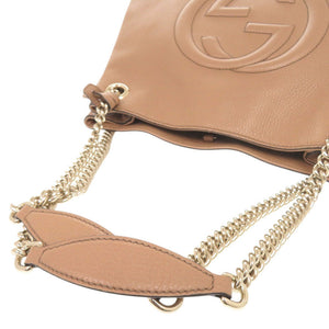 美品 グッチ ソーホー インターロッキングG 536196 レザー ベージュ チェーンショルダー トートバッグ 0788【中古】GUCCI